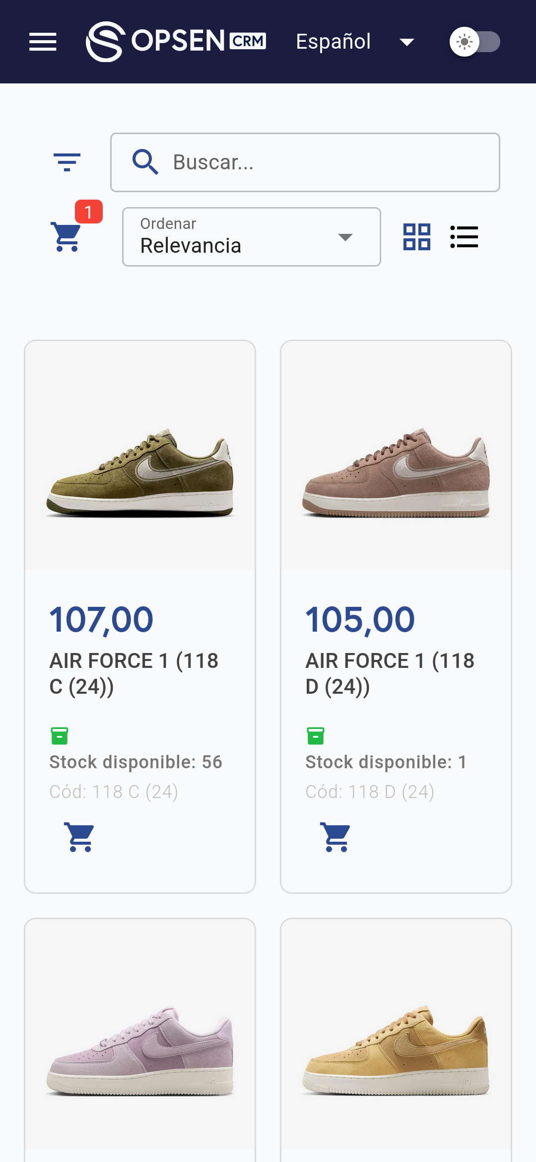 Catálogo visual de productos para toma de pedidos desde el móvil