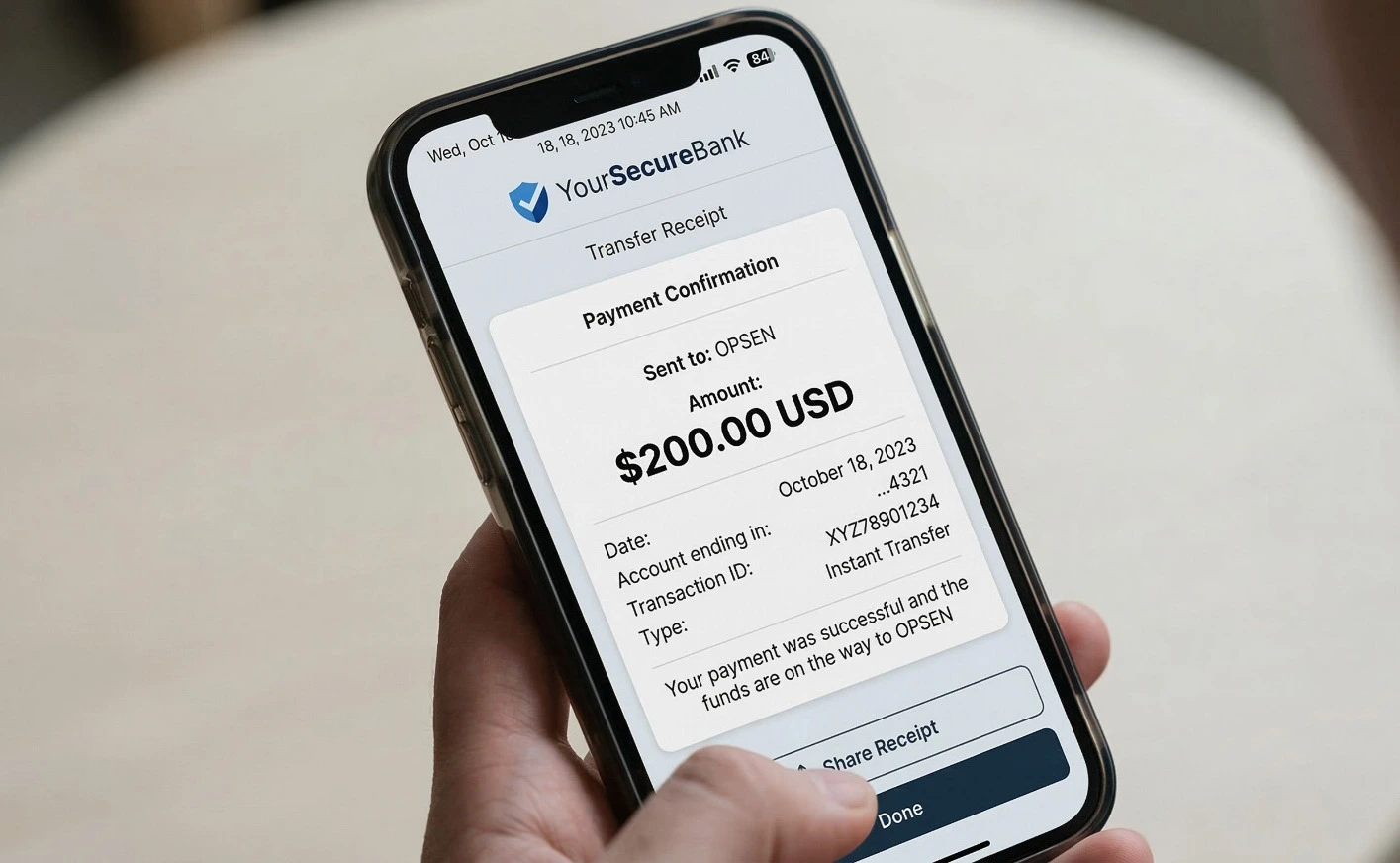 Comprobante de transferencia bancaria enviado por un cliente vía WhatsApp